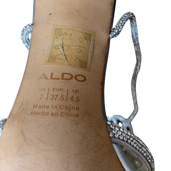 Aldo Halalia Silver Rhinestone Clear Point Bow Embellished Heels Pumps size 7 - Picture 12 of 12